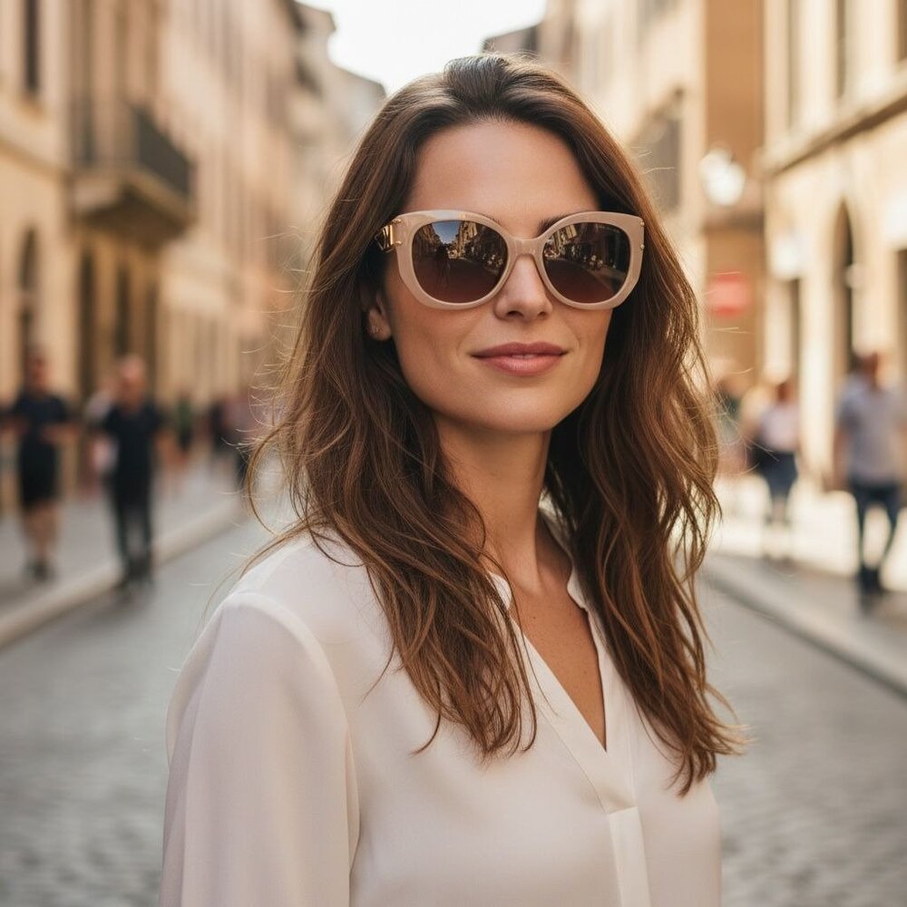 Michael Kors Alicante Sunglasses MK2236U Camel Frame w/ Brown Solid Lens & Case - Picture 6 of 12
